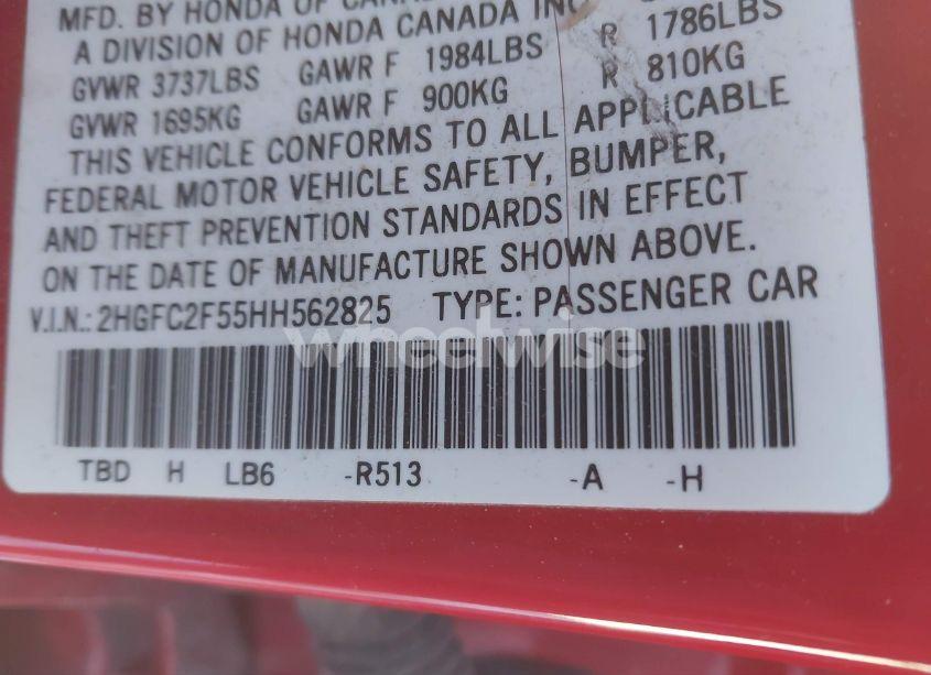 Photo 9 of 2017 Honda Civic LX (VIN 2HGFC2F55HH562825)