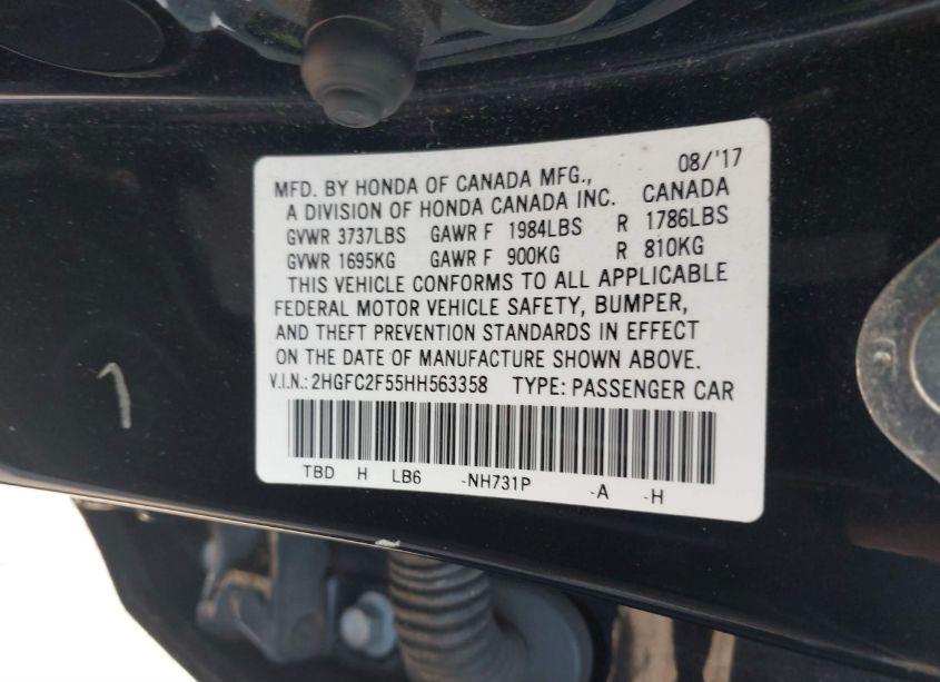 Photo 9 of 2017 Honda Civic LX (VIN 2HGFC2F55HH563358)