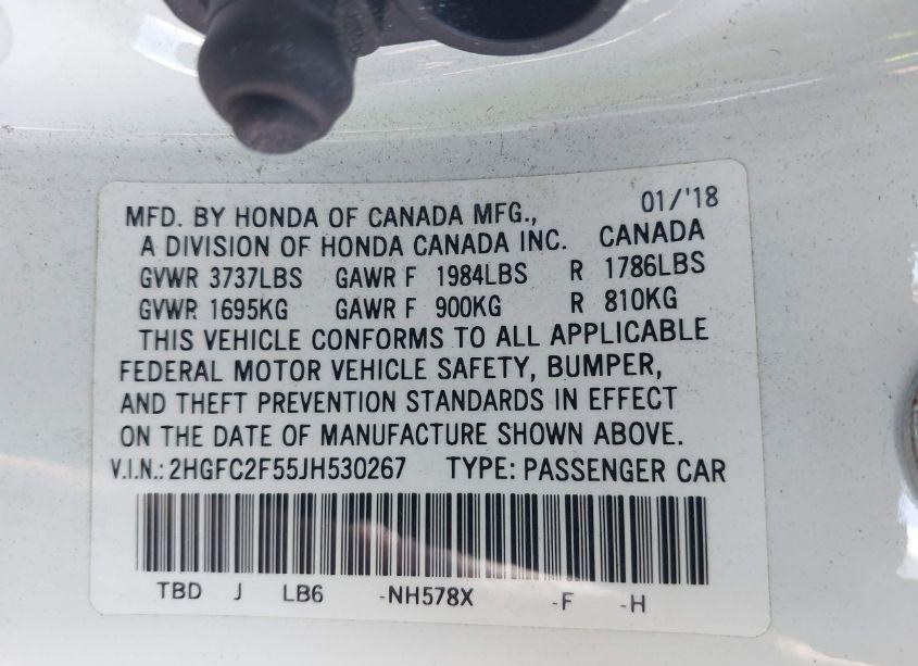 Photo 9 of 2018 Honda Civic LX (VIN 2HGFC2F55JH530267)