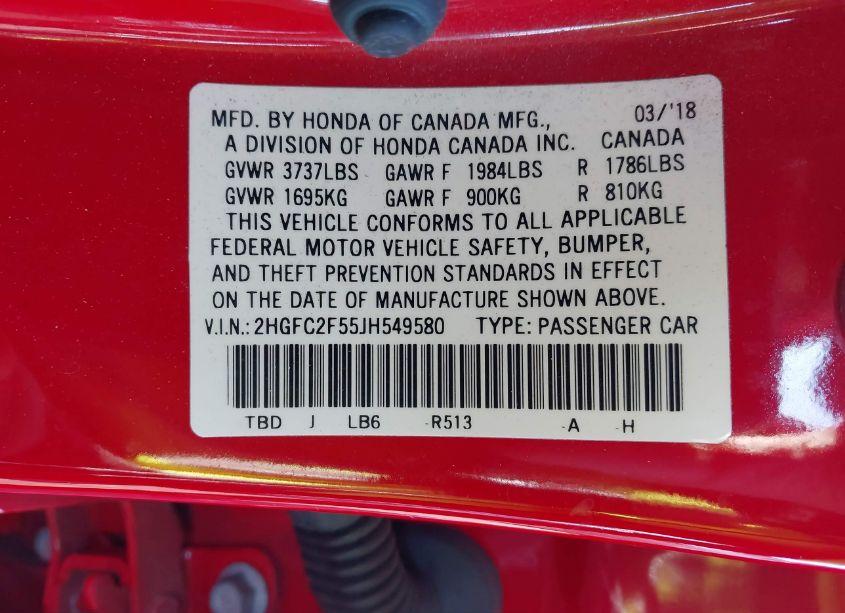 Photo 9 of 2018 Honda Civic LX (VIN 2HGFC2F55JH549580)