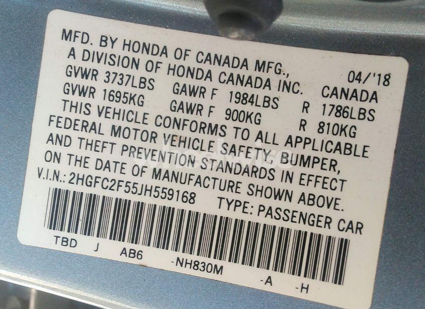 Photo 9 of 2018 Honda Civic LX (VIN 2HGFC2F55JH559168)