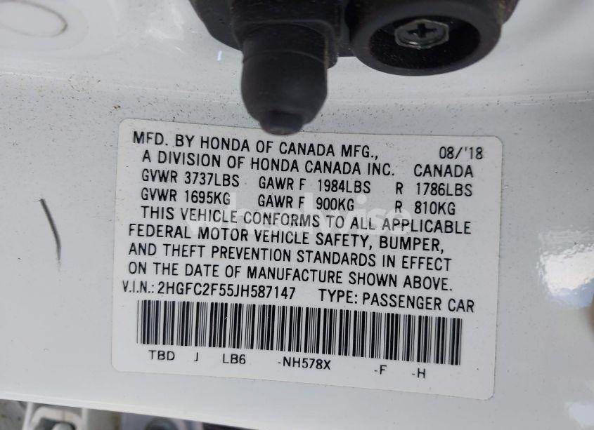 Photo 9 of 2018 Honda Civic LX (VIN 2HGFC2F55JH587147)