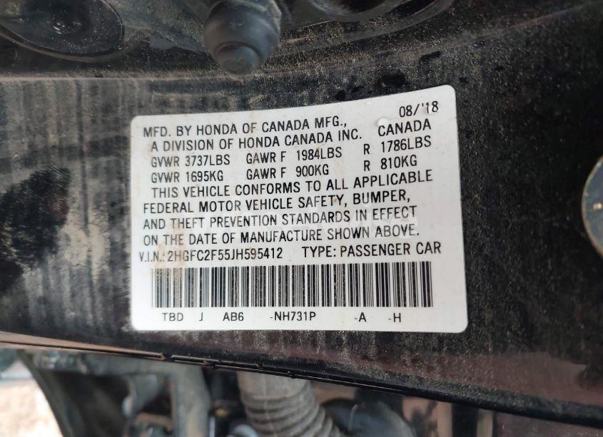 Photo 9 of 2018 Honda Civic LX (VIN 2HGFC2F55JH595412)