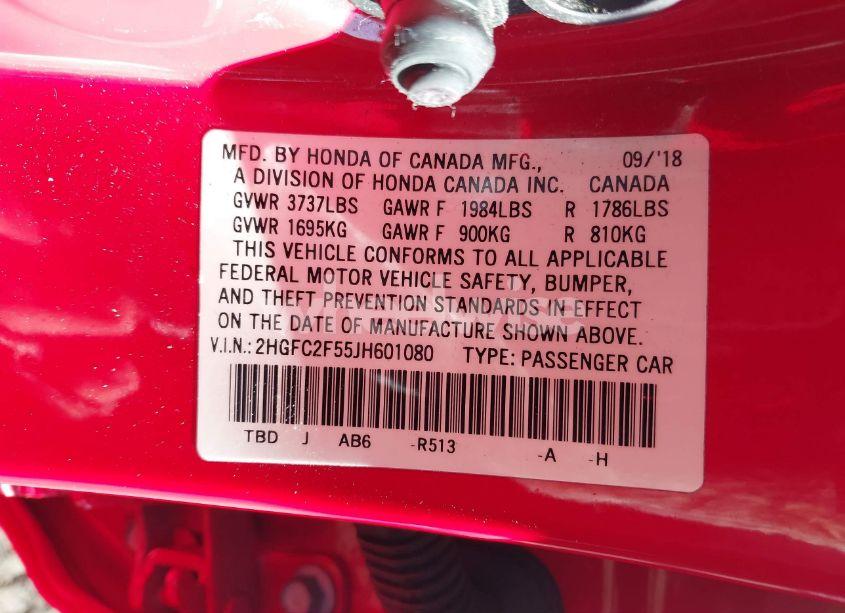 Photo 9 of 2018 Honda Civic LX (VIN 2HGFC2F55JH601080)