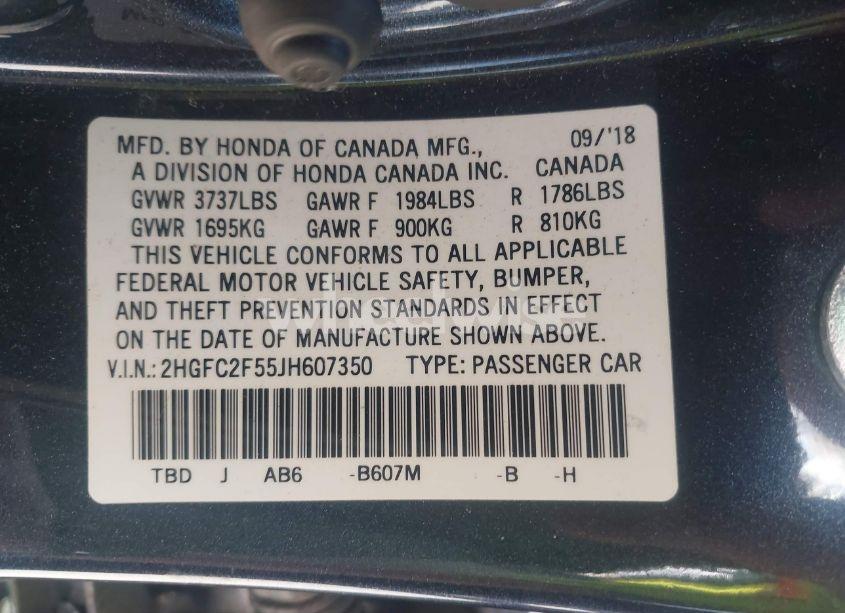 Photo 9 of 2018 Honda Civic LX (VIN 2HGFC2F55JH607350)