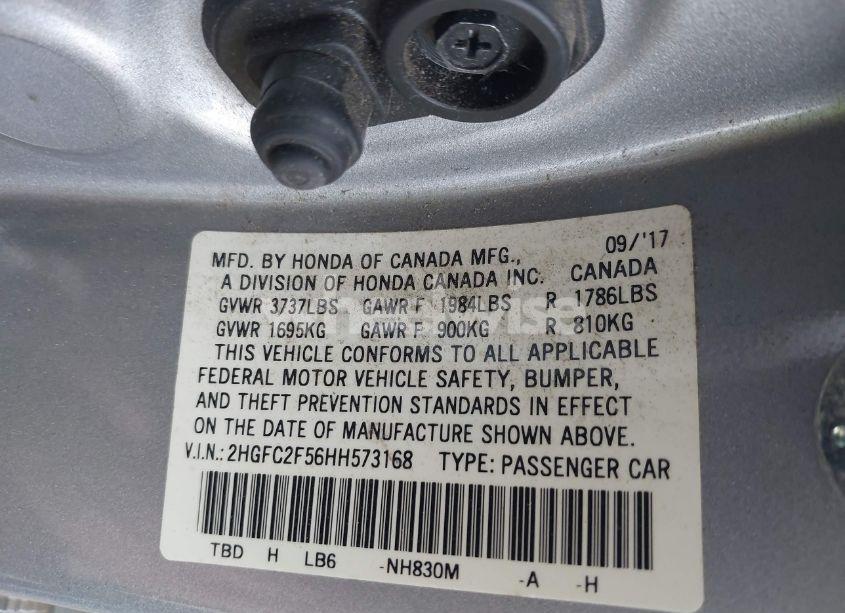 Photo 9 of 2017 Honda Civic LX (VIN 2HGFC2F56HH573168)