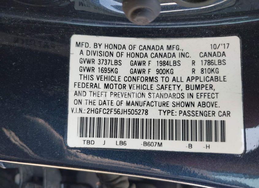 Photo 9 of 2018 Honda Civic LX (VIN 2HGFC2F56JH505278)