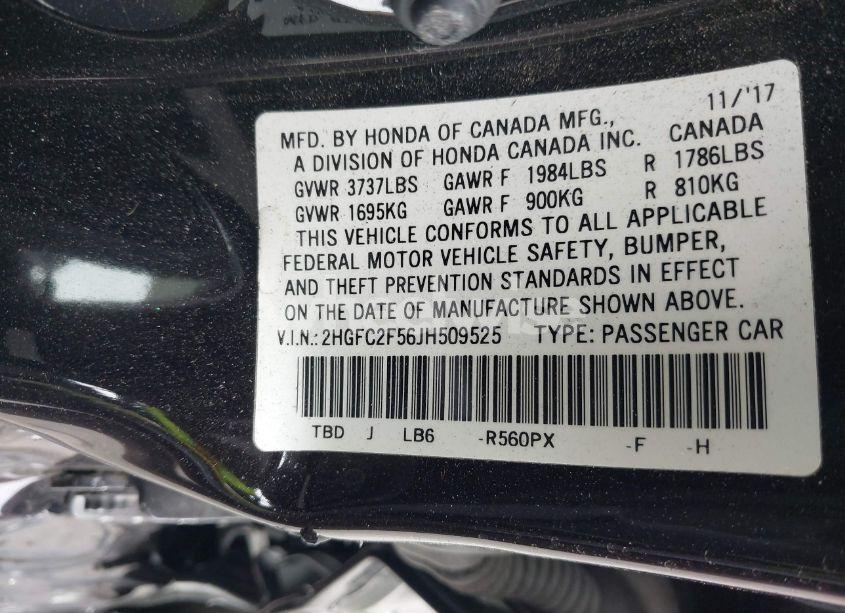 Photo 9 of 2018 Honda Civic LX (VIN 2HGFC2F56JH509525)