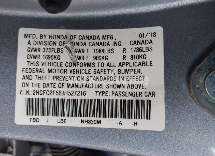 Photo 9 of 2018 Honda Civic LX (VIN 2HGFC2F56JH527216)