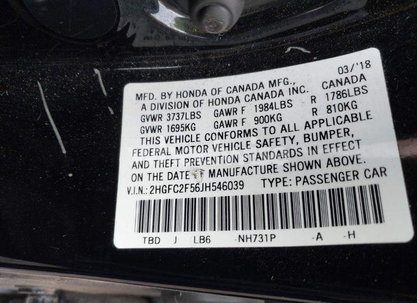 Photo 9 of 2018 Honda Civic LX (VIN 2HGFC2F56JH546039)