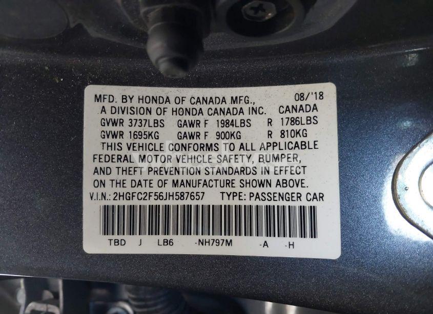 Photo 9 of 2018 Honda Civic LX (VIN 2HGFC2F56JH587657)