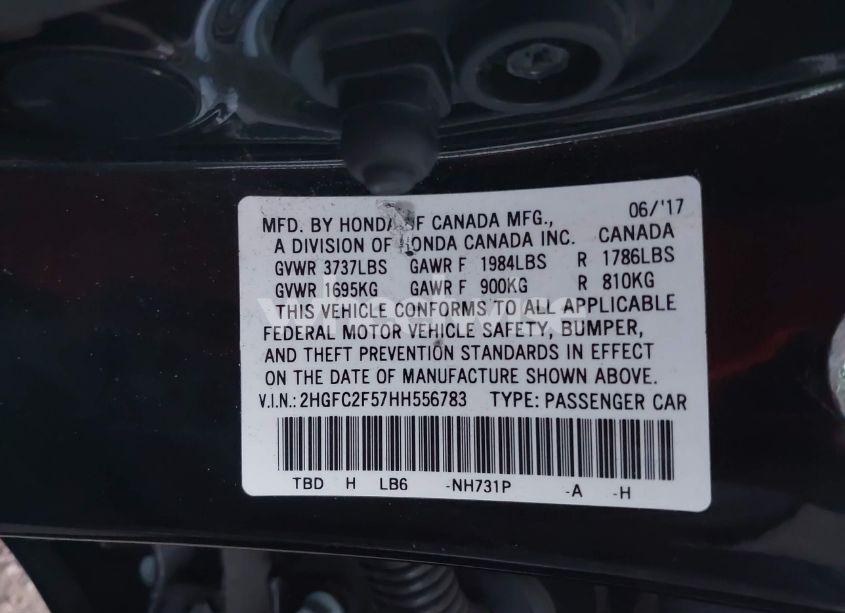 Photo 9 of 2017 Honda Civic LX (VIN 2HGFC2F57HH556783)