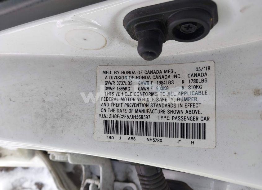 Photo 9 of 2018 Honda Civic LX (VIN 2HGFC2F57JH568597)