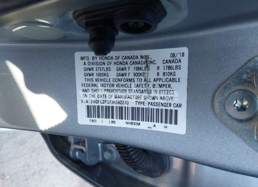 Photo 9 of 2018 Honda Civic LX (VIN 2HGFC2F57JH592270)