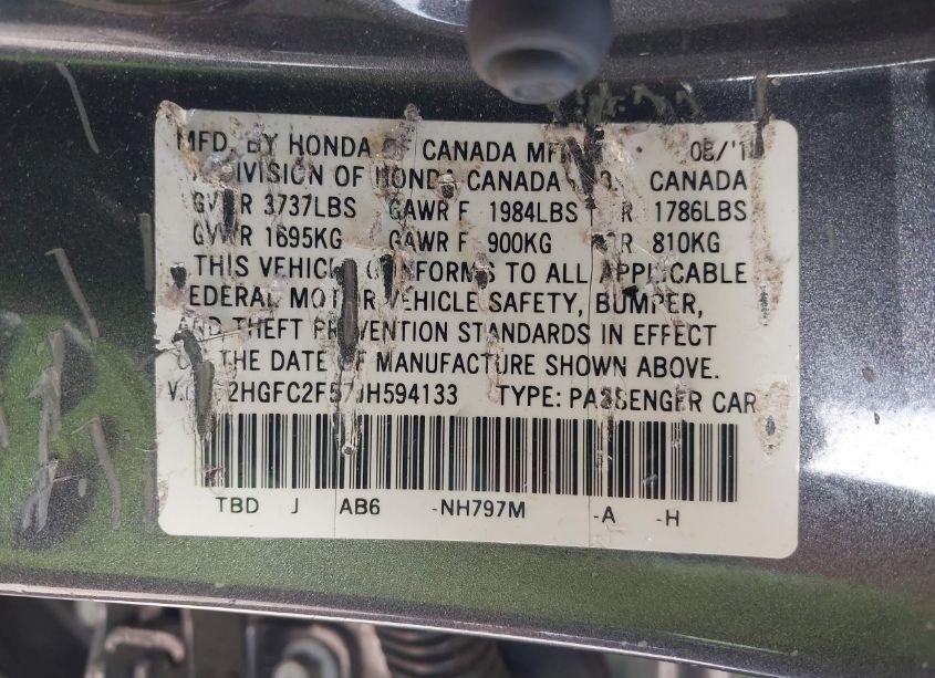 Photo 9 of 2018 Honda Civic LX (VIN 2HGFC2F57JH594133)