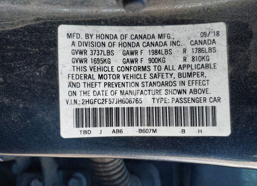 Photo 9 of 2018 Honda Civic LX (VIN 2HGFC2F57JH606765)