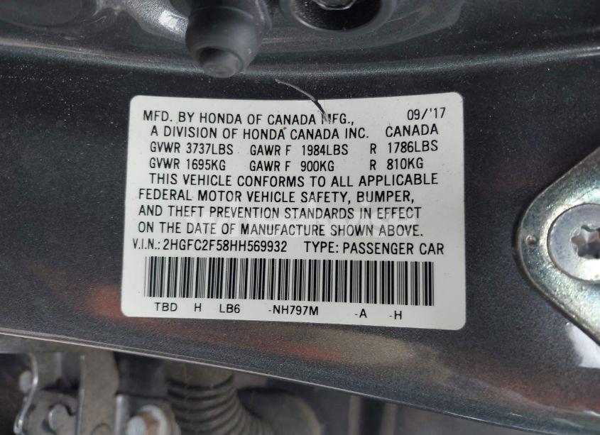 Photo 9 of 2017 Honda Civic LX (VIN 2HGFC2F58HH569932)