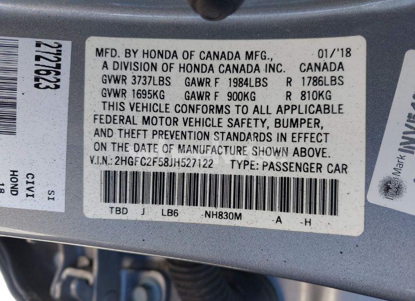 Photo 9 of 2018 Honda Civic LX (VIN 2HGFC2F58JH527122)