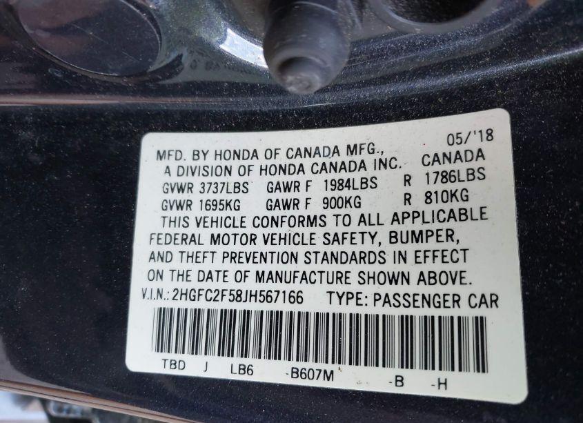 Photo 9 of 2018 Honda Civic LX (VIN 2HGFC2F58JH567166)