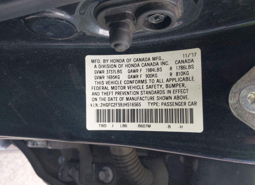 Photo 9 of 2018 Honda Civic LX (VIN 2HGFC2F59JH516565)