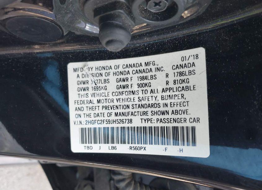 Photo 9 of 2018 Honda Civic LX (VIN 2HGFC2F59JH526738)