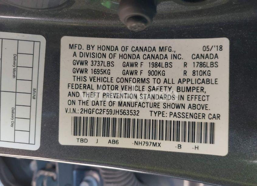 Photo 9 of 2018 Honda Civic LX (VIN 2HGFC2F59JH563532)