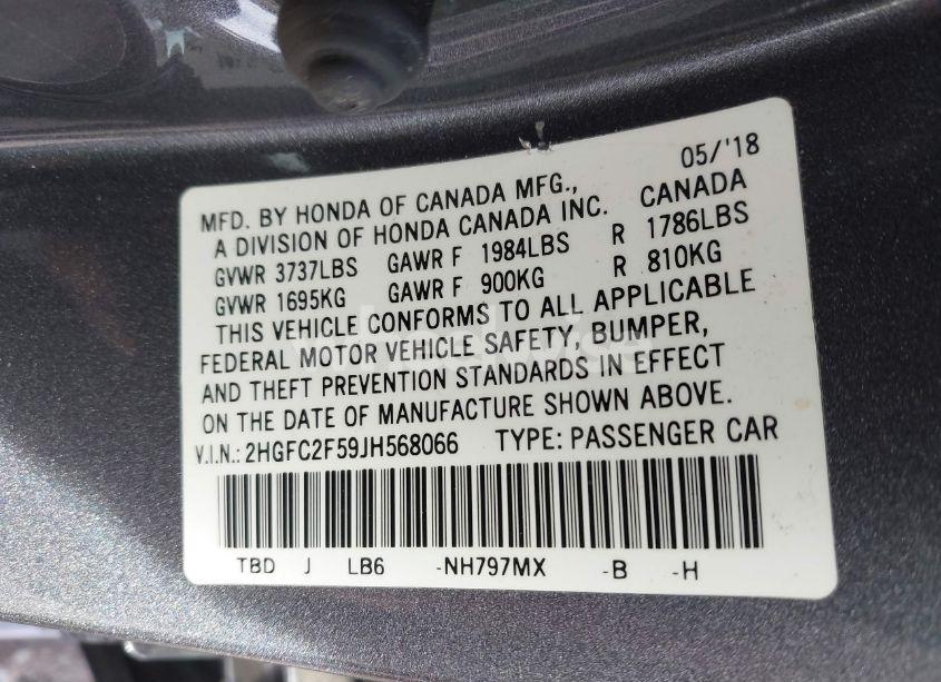 Photo 9 of 2018 Honda Civic LX (VIN 2HGFC2F59JH568066)