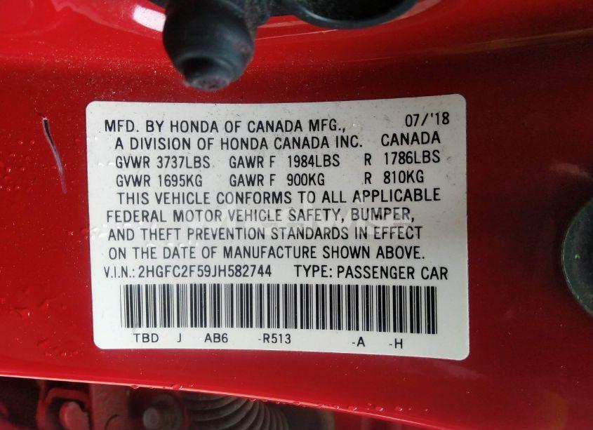 Photo 9 of 2018 Honda Civic LX (VIN 2HGFC2F59JH582744)