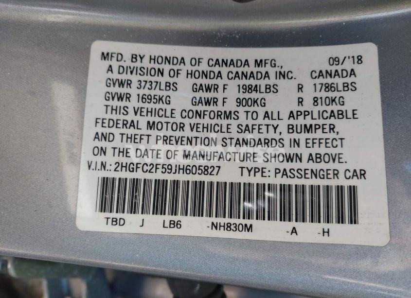 Photo 9 of 2018 Honda Civic LX (VIN 2HGFC2F59JH605827)