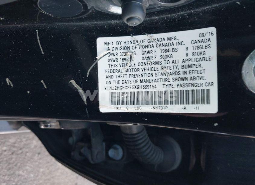 Photo 9 of 2016 Honda Civic LX (VIN 2HGFC2F5XGH569154)
