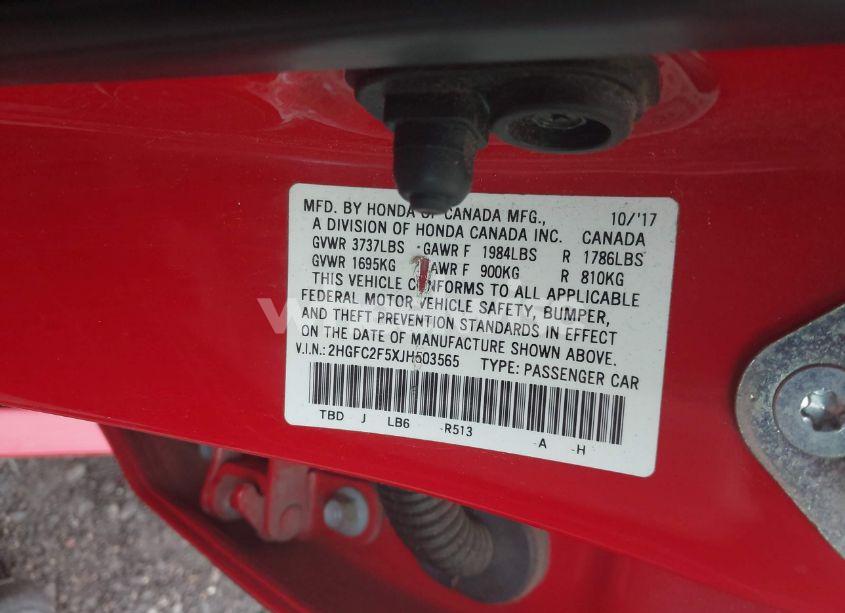 Photo 9 of 2018 Honda Civic LX (VIN 2HGFC2F5XJH503565)