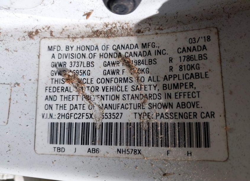 Photo 9 of 2018 Honda Civic LX (VIN 2HGFC2F5XJH553527)