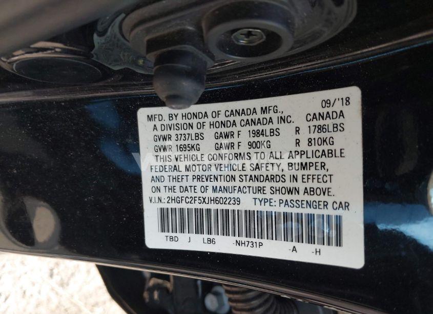 Photo 9 of 2018 Honda Civic LX (VIN 2HGFC2F5XJH602239)