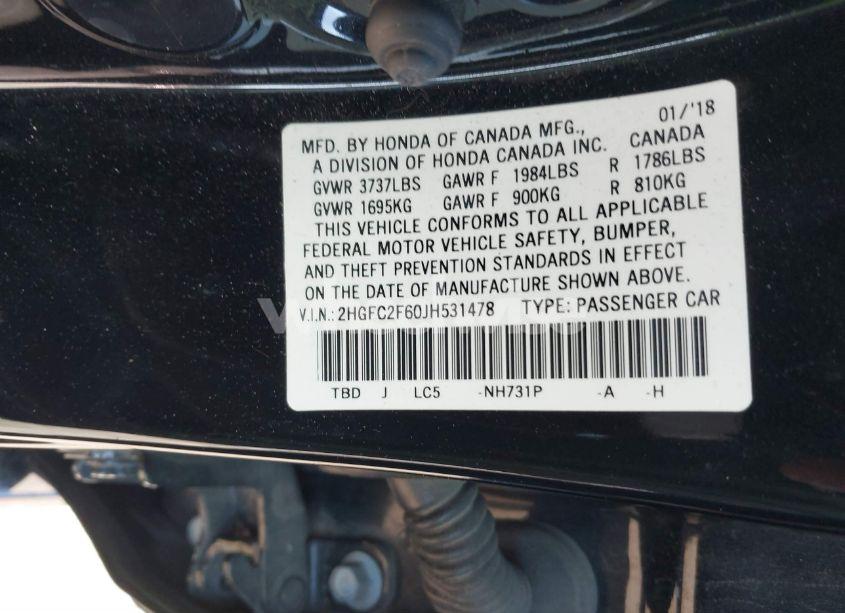 Photo 9 of 2018 Honda Civic LX (VIN 2HGFC2F60JH531478)