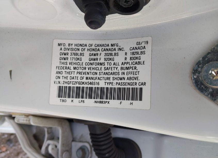 Photo 9 of 2019 Honda Civic LX (VIN 2HGFC2F60KH546516)