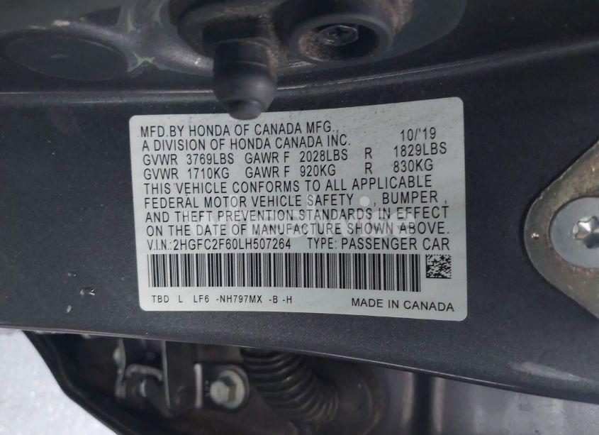 Photo 9 of 2020 Honda Civic LX (VIN 2HGFC2F60LH507264)