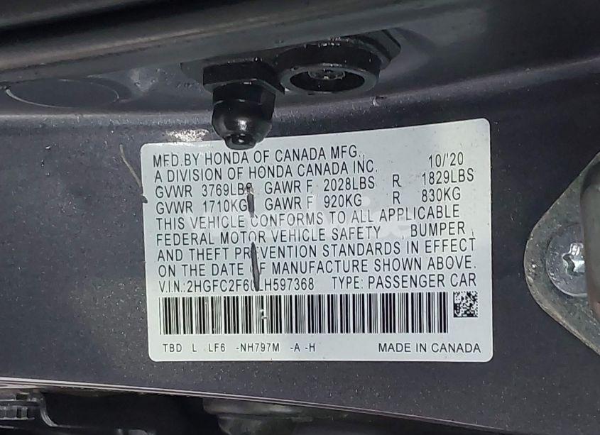 Photo 9 of 2020 Honda Civic LX (VIN 2HGFC2F60LH597368)