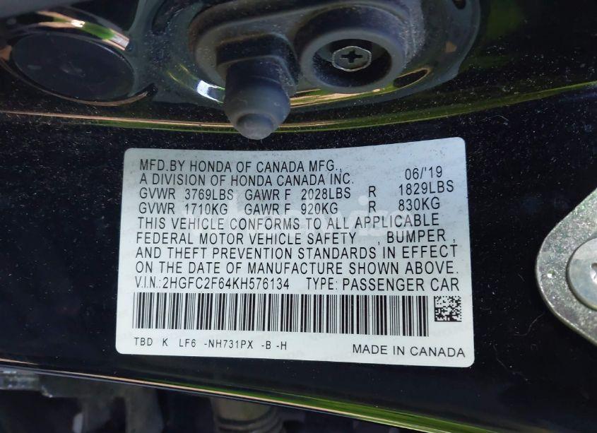 Photo 9 of 2019 Honda Civic LX (VIN 2HGFC2F64KH576134)