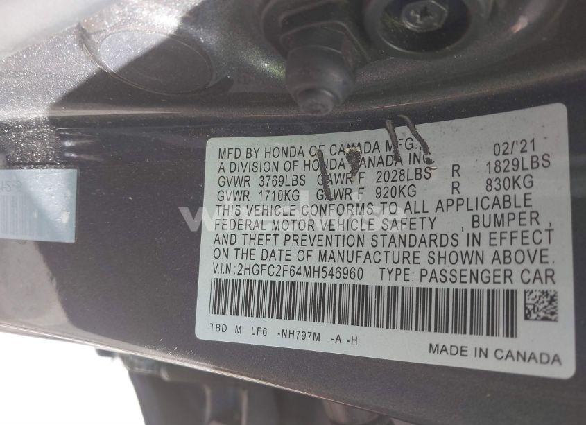 Photo 9 of 2021 Honda Civic LX (VIN 2HGFC2F64MH546960)