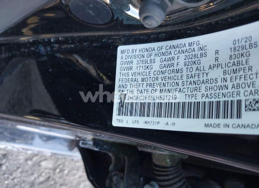Photo 9 of 2020 Honda Civic LX (VIN 2HGFC2F65LH531219)