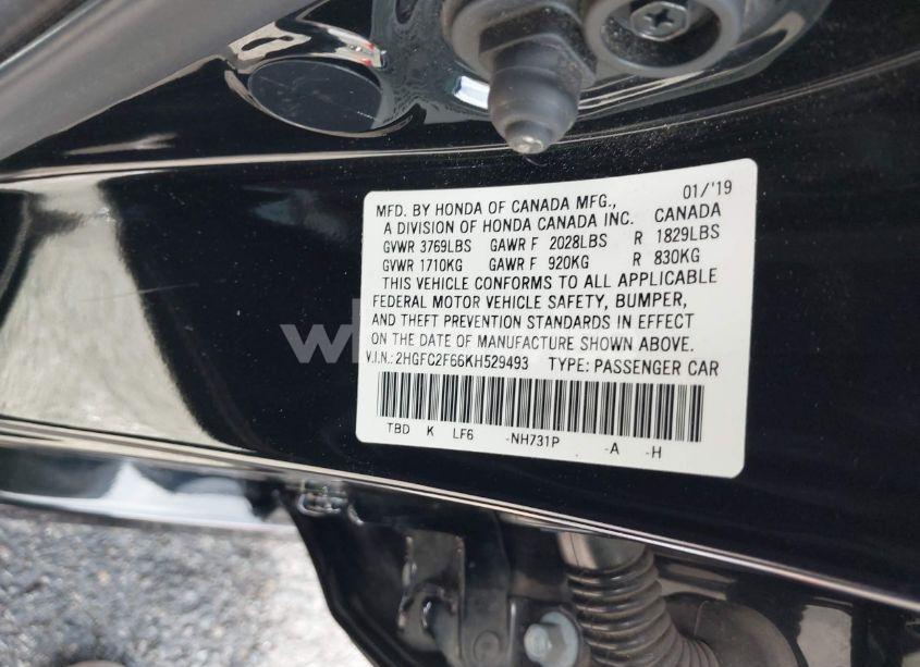 Photo 9 of 2019 Honda Civic LX (VIN 2HGFC2F66KH529493)