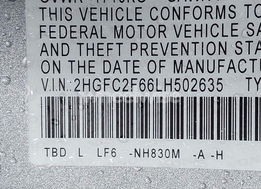 Photo 9 of 2020 Honda Civic LX (VIN 2HGFC2F66LH502635)
