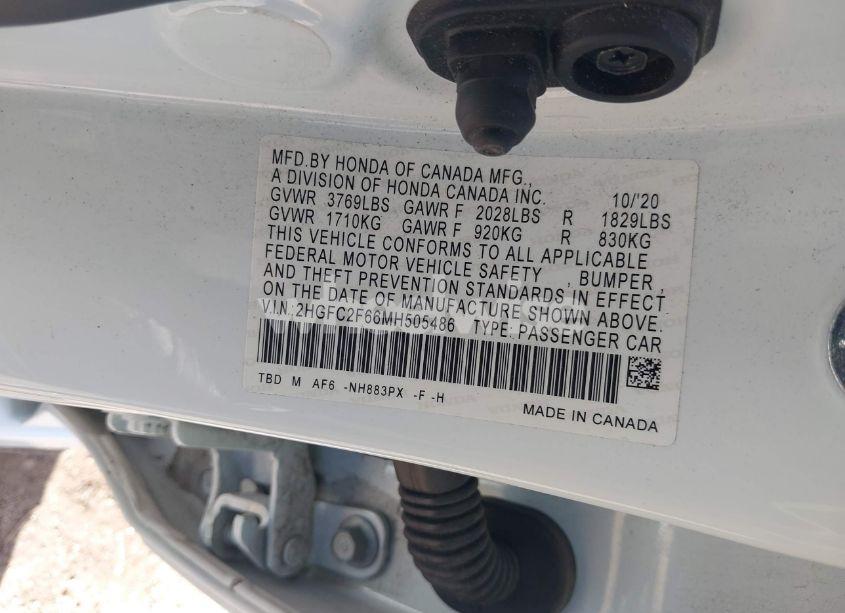 Photo 9 of 2021 Honda Civic LX (VIN 2HGFC2F66MH505486)