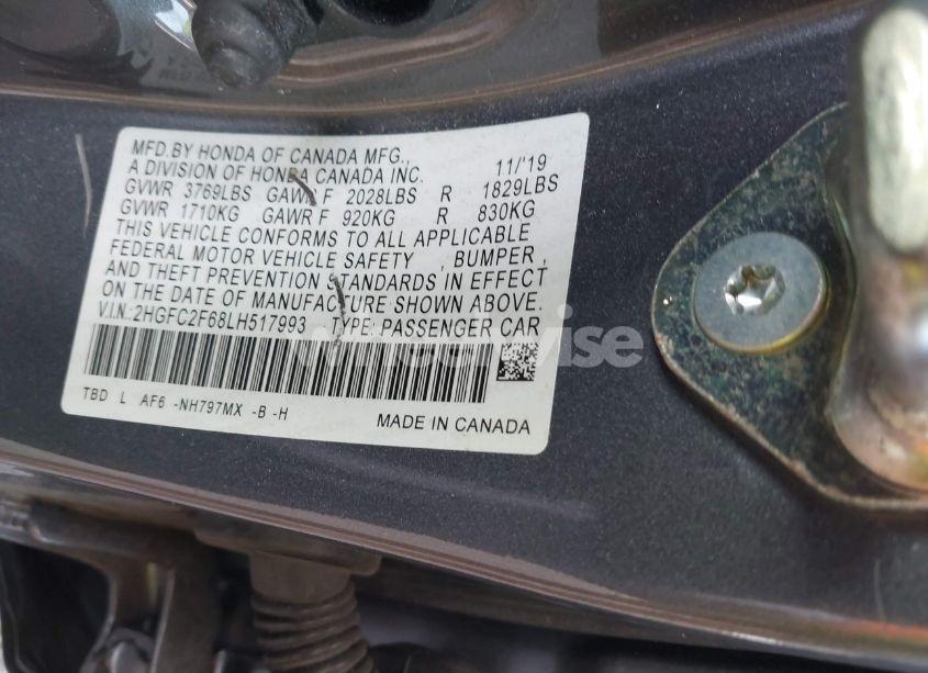 Photo 9 of 2020 Honda Civic LX (VIN 2HGFC2F68LH517993)