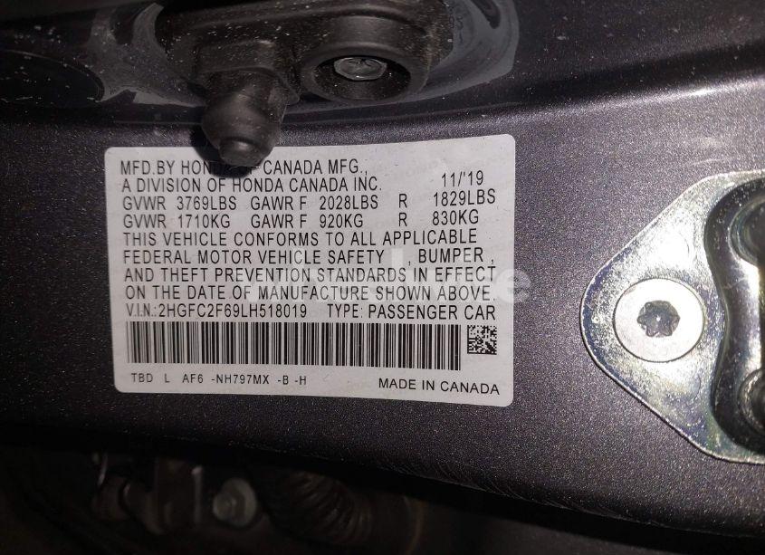 Photo 9 of 2020 Honda Civic LX (VIN 2HGFC2F69LH518019)