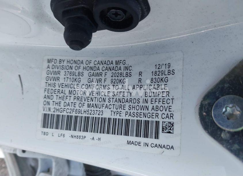 Photo 9 of 2020 Honda Civic LX (VIN 2HGFC2F69LH523723)