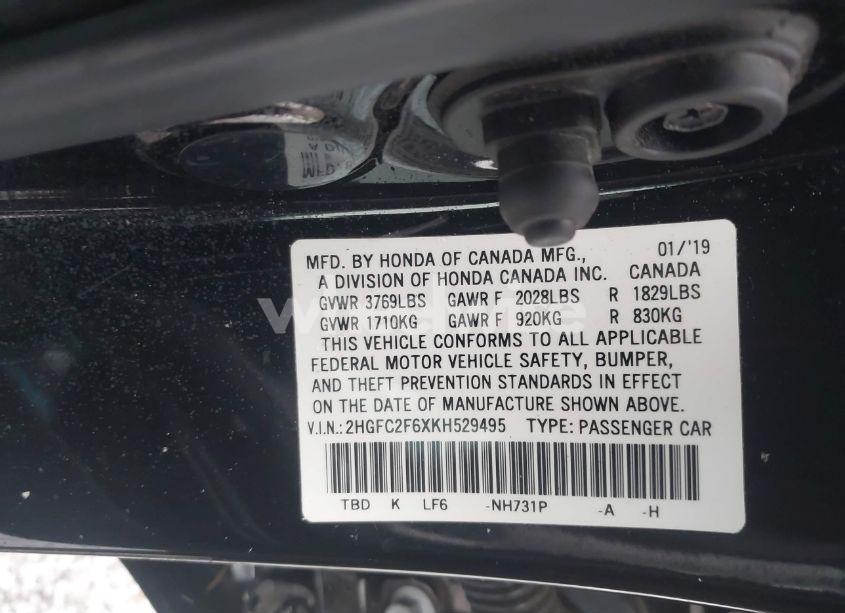 Photo 9 of 2019 Honda Civic LX (VIN 2HGFC2F6XKH529495)