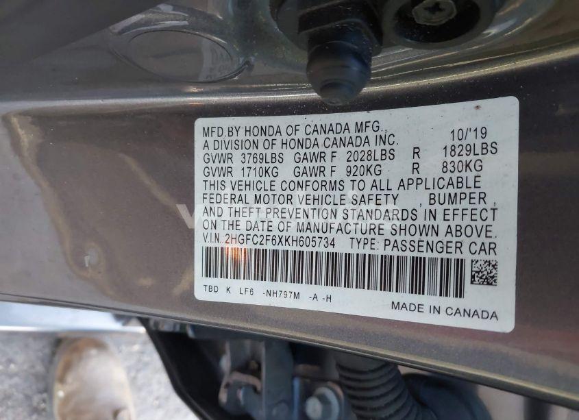 Photo 9 of 2019 Honda Civic LX (VIN 2HGFC2F6XKH605734)