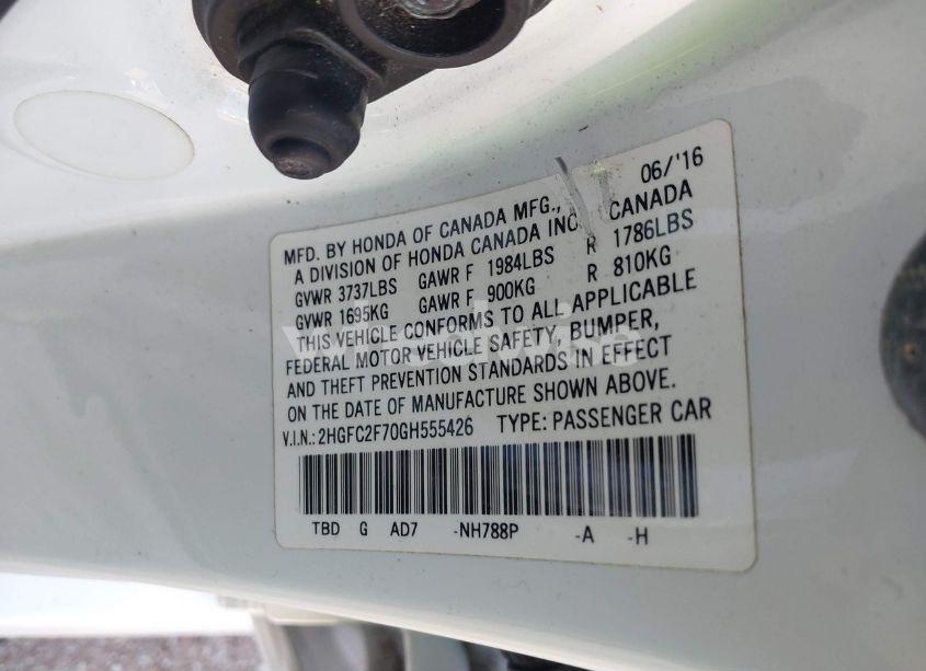 Photo 9 of 2016 Honda Civic EX (VIN 2HGFC2F70GH555426)
