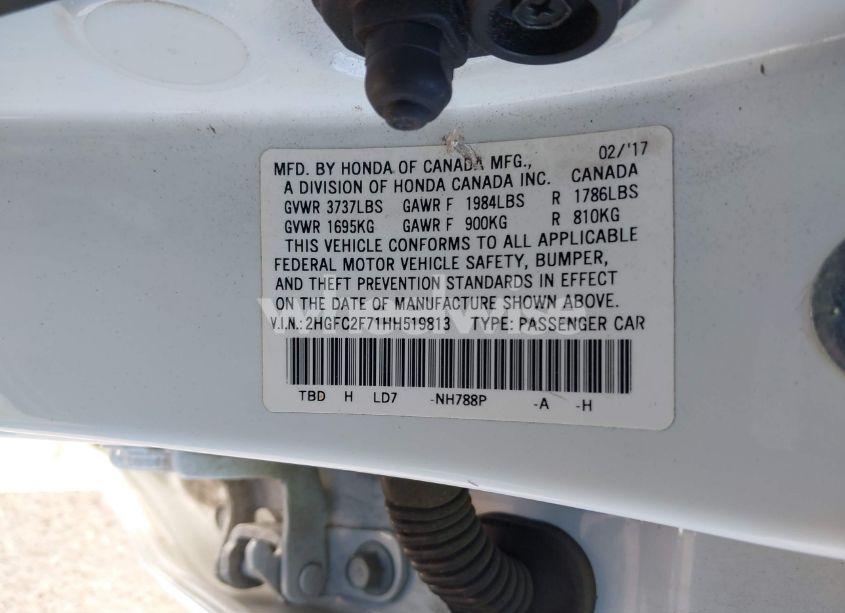 Photo 9 of 2017 Honda Civic EX (VIN 2HGFC2F71HH519813)